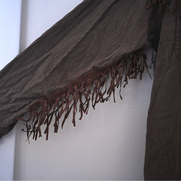 Vintage 90’s Old Navy Brown Fringe Zipped Corduroy Jacket Size M(men’s) Y2K Boho - Picture 8 of 10